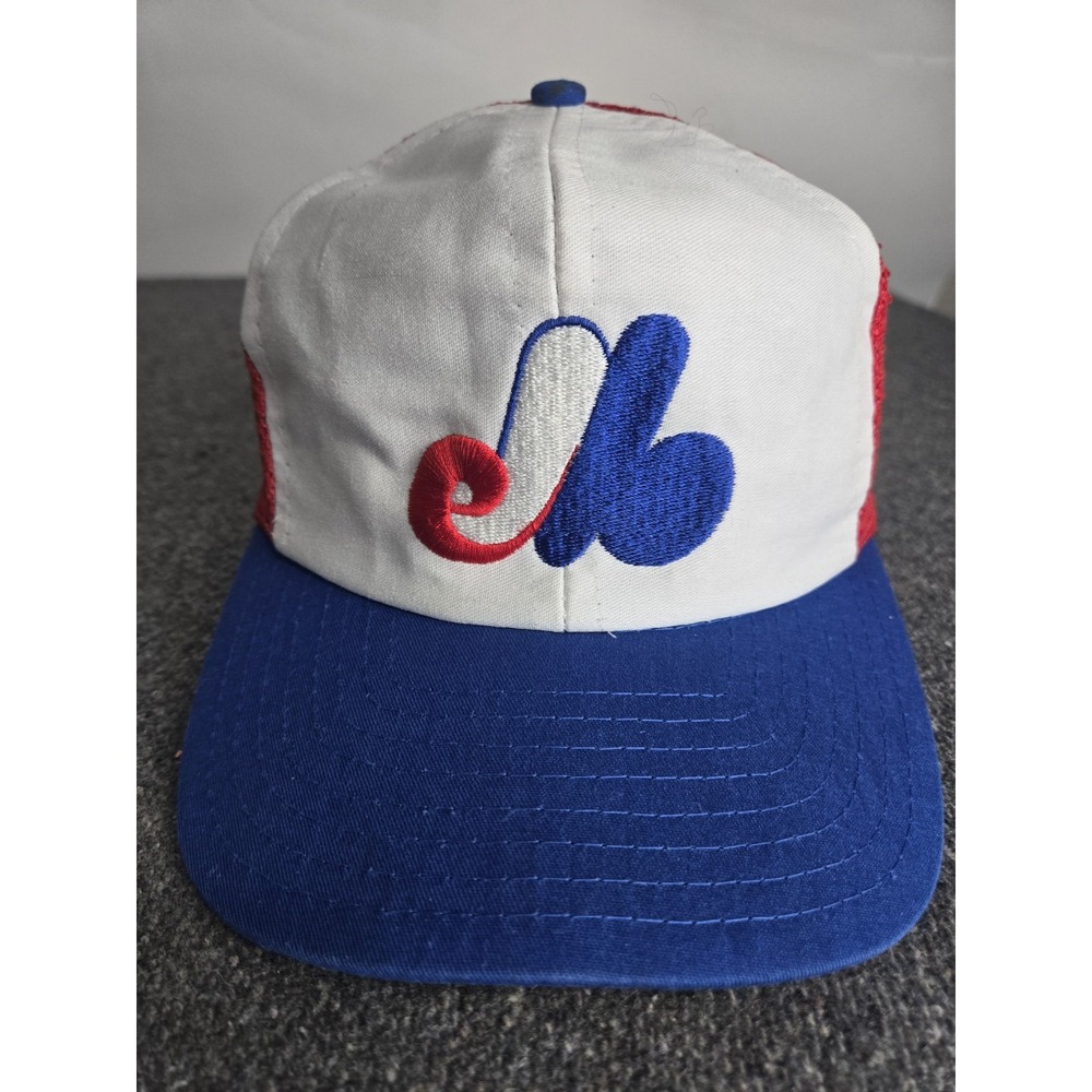 Vintage Y2k Montreal Expos Mesh Back Trucker Style Snapback Hat Ajd Mlb Baseball